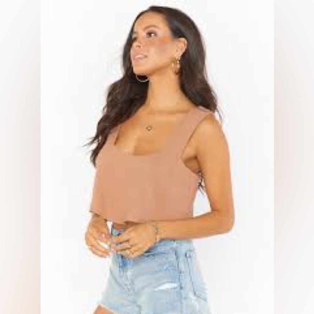 Show me your mumu Tara gauze tan crop top (medium)